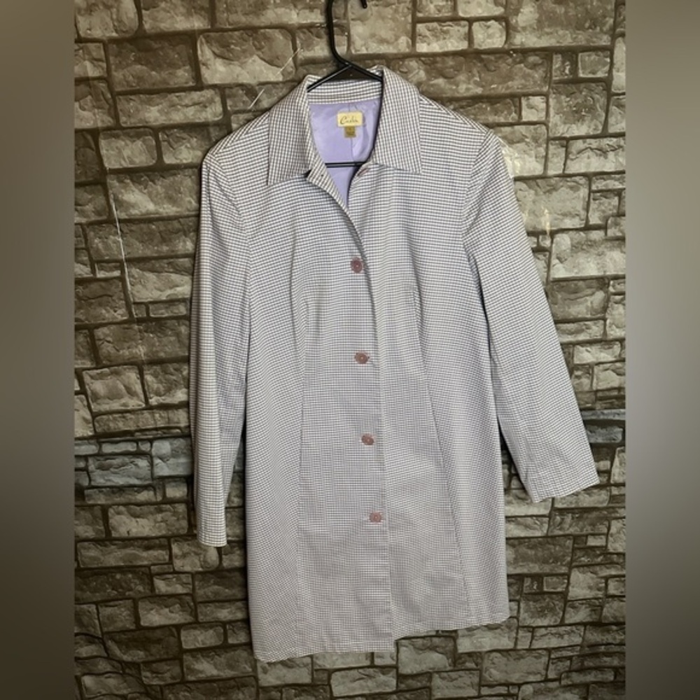 Caslon Plaid Long Rain Coat Size Small